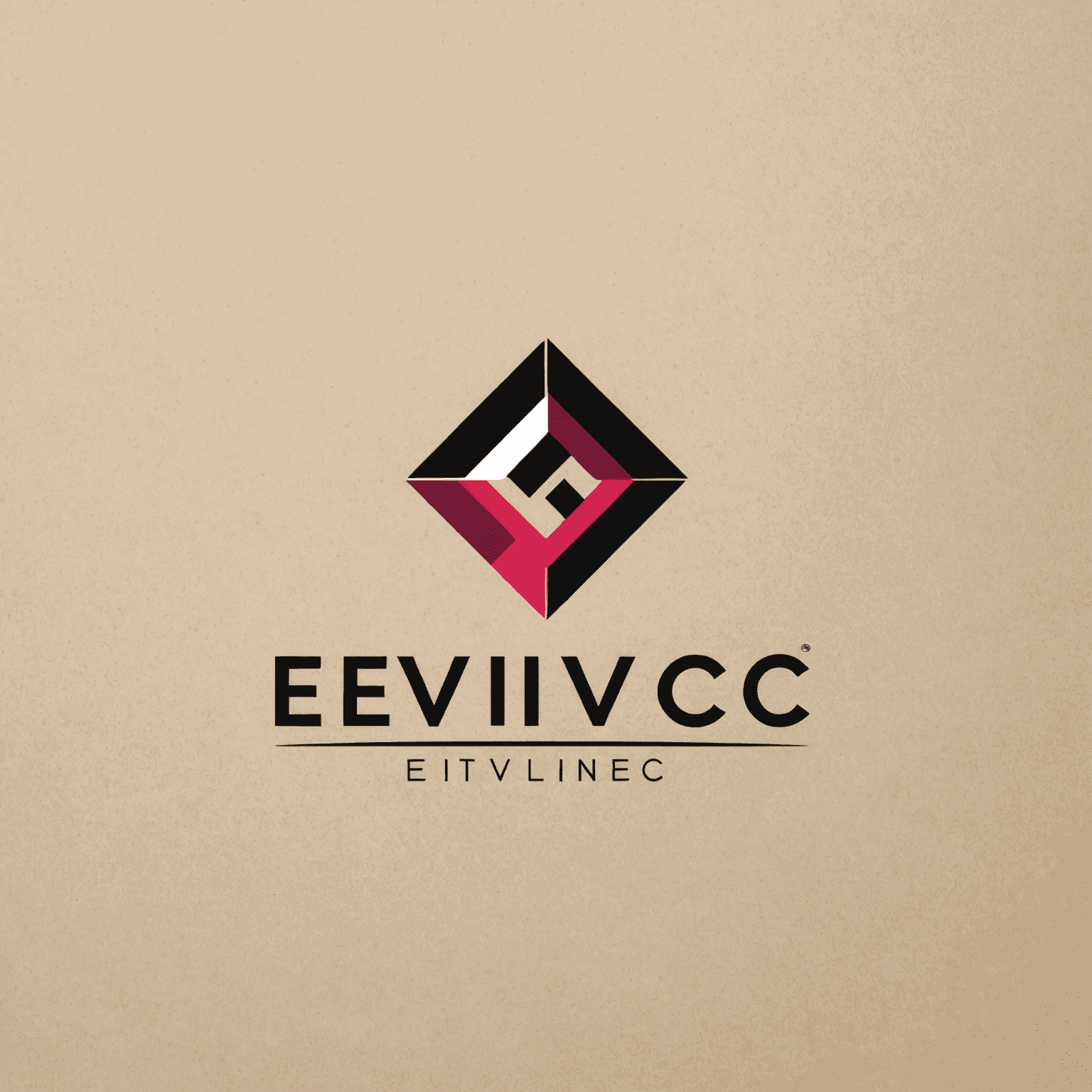 Eviivc logo - Modern and sleek design incorporating red, pink, and black elements, symbolizing efficient management tools for guest houses and mini-hotels
