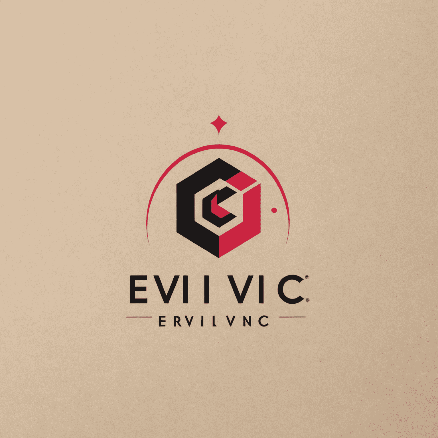 Eviivc logo - Modern and sleek design incorporating red, pink, and black elements, symbolizing efficient management tools for guest houses and mini-hotels