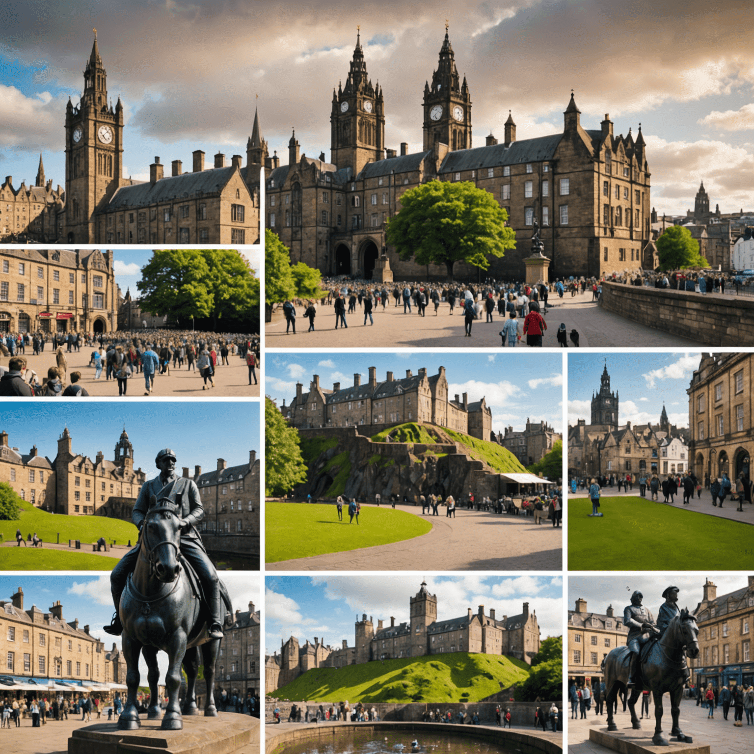A collage of UK tourist destinations including Edinburgh Castle, Roman Baths in Bath, and the Beatles statue in Liverpool. The image showcases the diversity of attractions across the country.