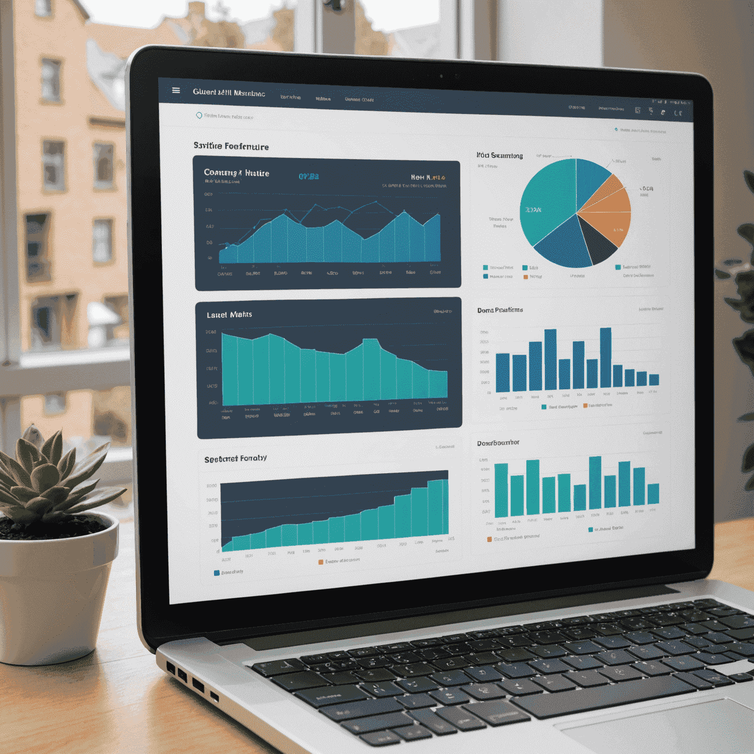 A dashboard with various charts and graphs showing guest house performance metrics